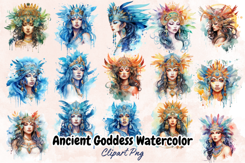 Ancient Goddess Watercolor Clipart By Bundlestshirt | TheHungryJPEG