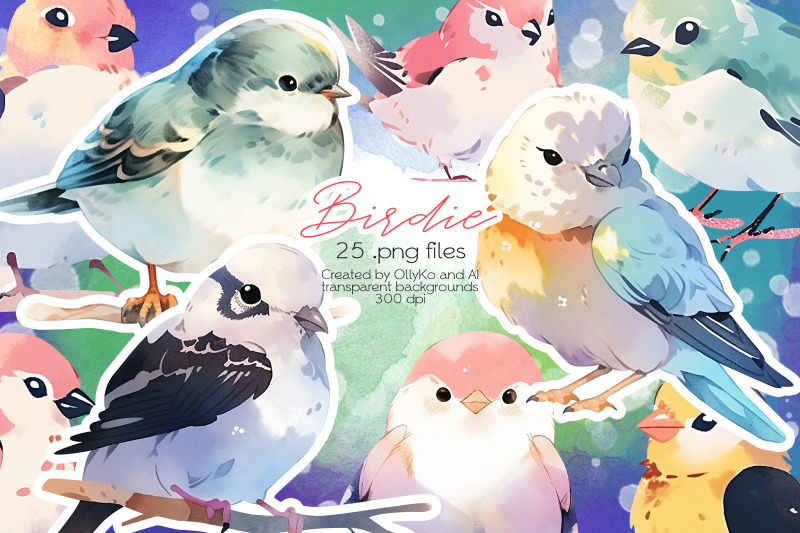 Watercolor Birds Clipart - PNG Files By OllyKo | TheHungryJPEG