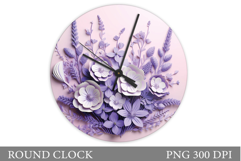 3D Flowers Clock Design. Flowers Round Clock Template By IrinaShishkova ...