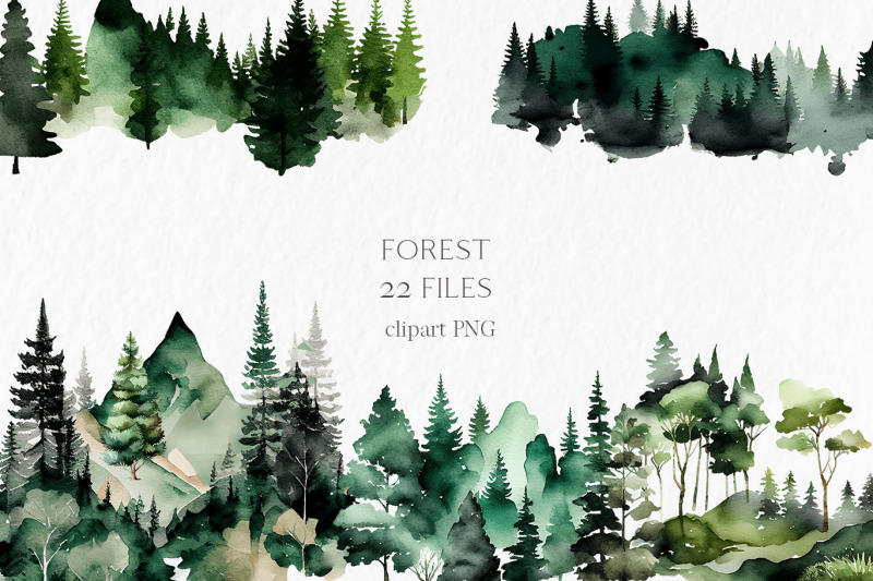 Forest Watercolor Clipart PNG By MyLittleMeow | TheHungryJPEG