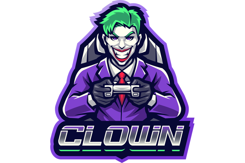 Clown gamer esport mascot logo design By Visink | TheHungryJPEG