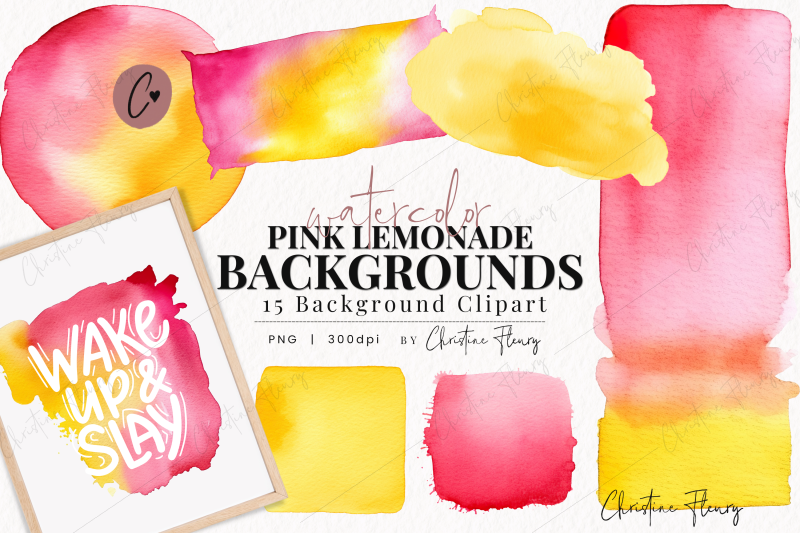 Watercolor Pink Lemonade Background PNG By Christine Fleury TheHungryJPEG