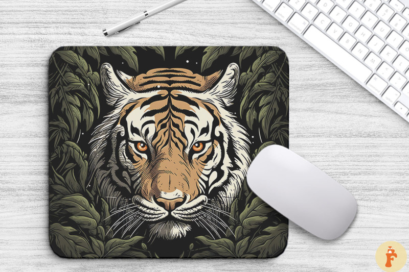 Vintage Fierce Tiger In Jungle Mouse Pad By Mulew Art | TheHungryJPEG