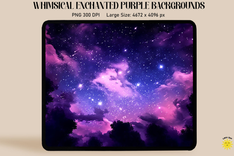 Enchanted Purple Night Sky Backgrounds By Mulew Art | TheHungryJPEG