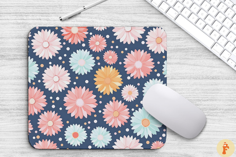 Pastel Flowers And Polka Dot Mouse Pad By Mulew Art | TheHungryJPEG