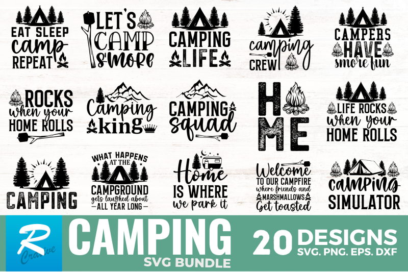 Camping SVG Bundle By Regulrcrative | TheHungryJPEG