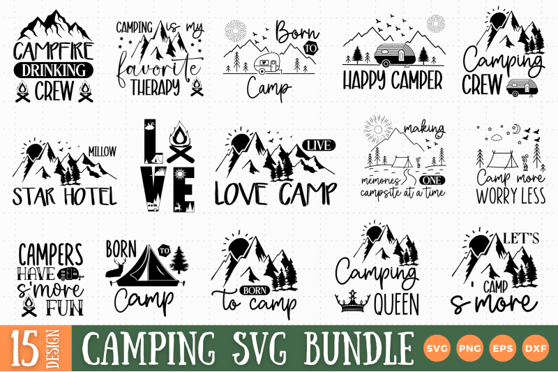 Camping SVG Bundle By Regulrcrative | TheHungryJPEG