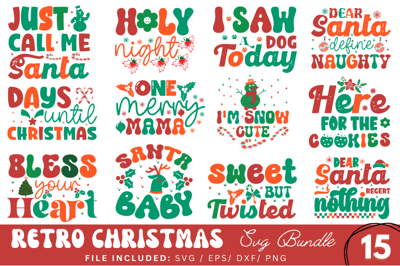 Retro Christmas SVG Bundle By Regulrcrative | TheHungryJPEG