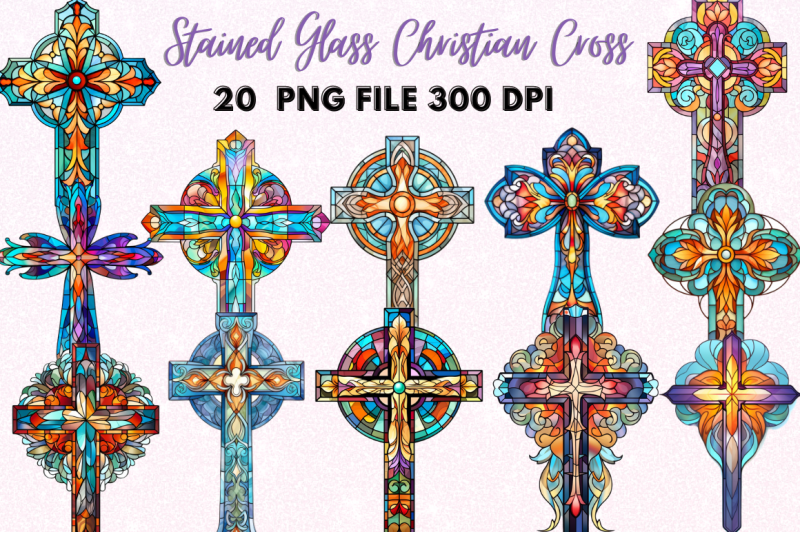 Stained Glass Christian Cross Clipart By Regulrcrative | TheHungryJPEG