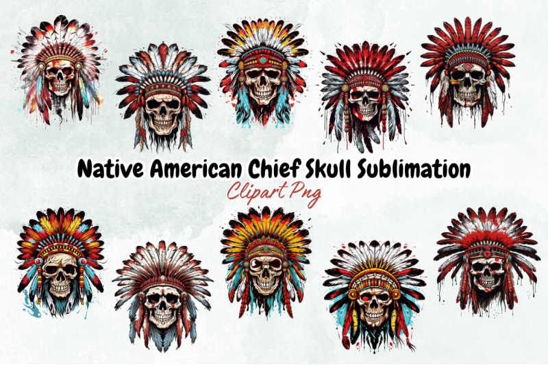 Native American Chief Skull Sublimation By Bundlestshirt | TheHungryJPEG