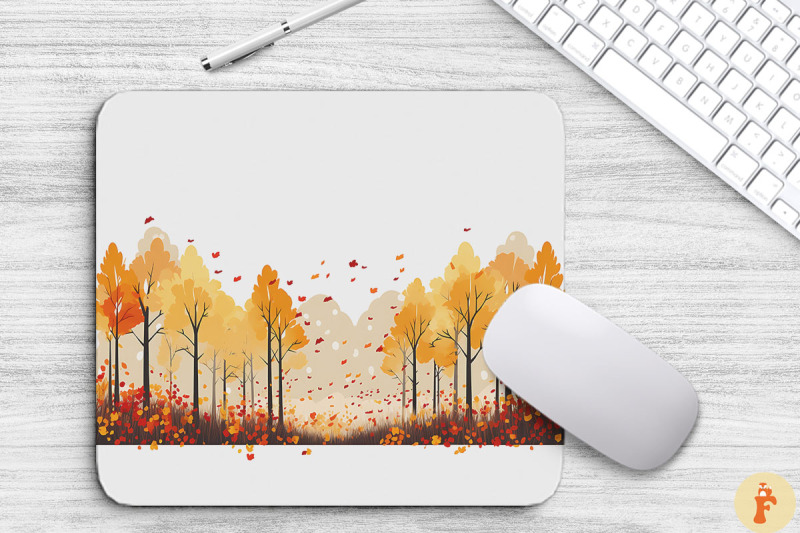 Autumn Forest Border Mouse Pad Design By Mulew Art | TheHungryJPEG