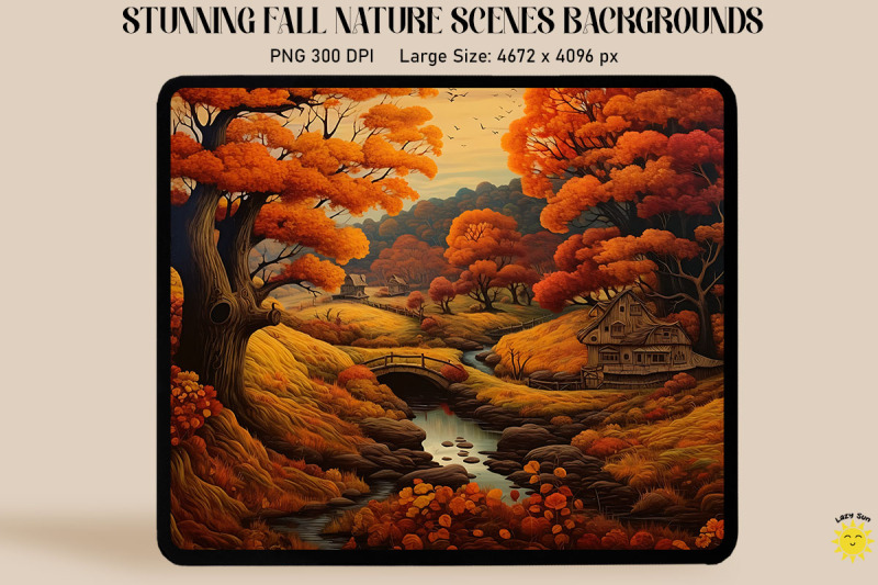 Vintage Tranquil Fall Landscape By Mulew Art | TheHungryJPEG