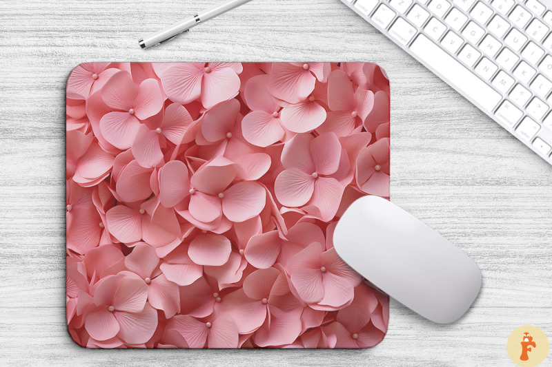 3D Pink Hydrangeas Mouse Pad Design By Mulew Art | TheHungryJPEG