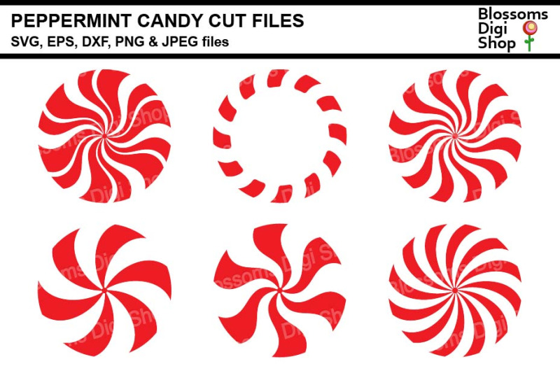 Peppermint Candy SVG, EPS, DXF PNG & JPEG cut files By Blossoms Digi