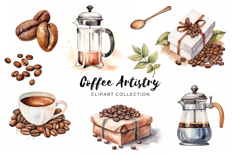 Coffee Artistry Clipart Collection PNG By MaddyZ | TheHungryJPEG