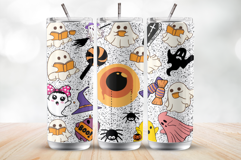 Spooky Boo 20 Oz Tumbler Wrap Sublimation Design By Mockupvenue 