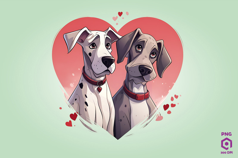 Valentine Couple Of Great Dane Dog By ChippoaDesign | TheHungryJPEG