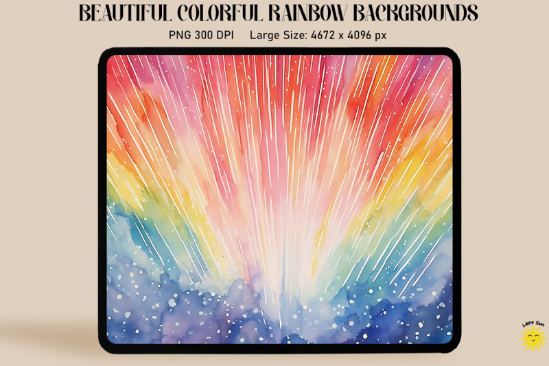 Rainbow Watercolor Backgrounds By Mulew Art | TheHungryJPEG