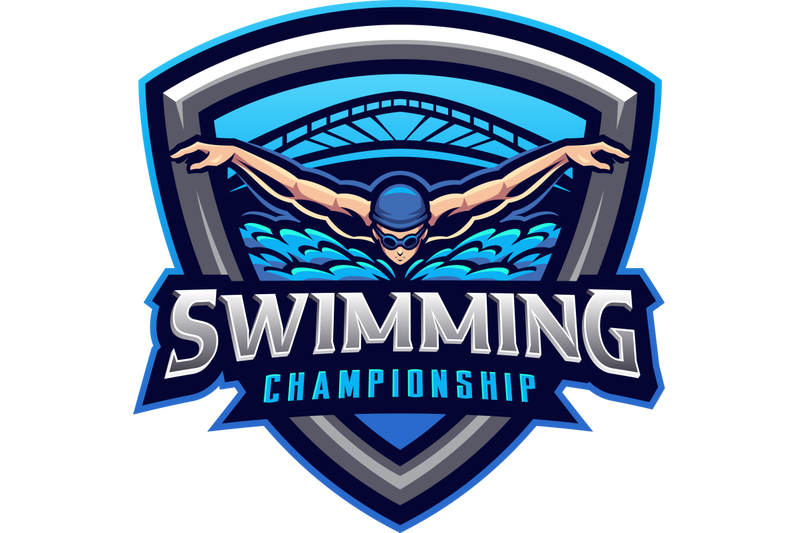 Swimming championship esport mascot logo design By Visink | TheHungryJPEG