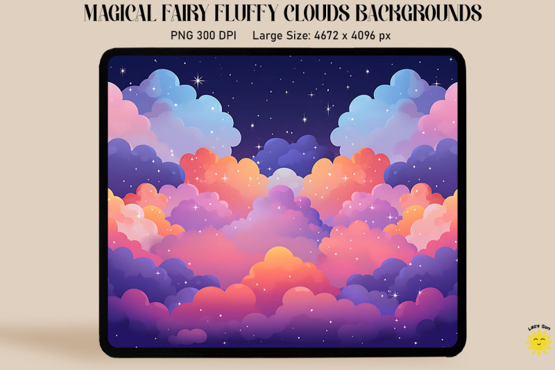 Soft Dreamy Fluffy Clouds Backgrounds By Mulew Art | TheHungryJPEG