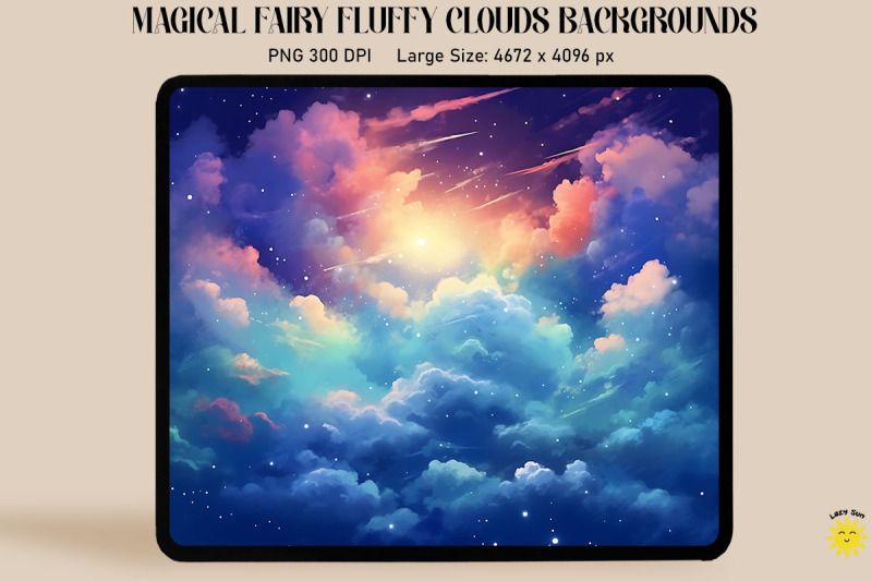 Dreamy Night Sky With Fluffy Clouds By Mulew Art | TheHungryJPEG