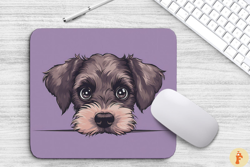 Cute Peeking Miniature Schnauzer Dog By Mulew Art | TheHungryJPEG