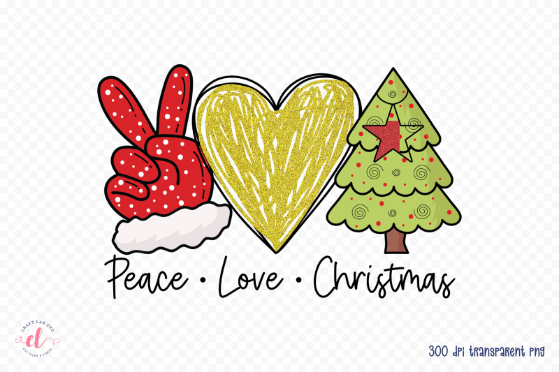 Peace Love Christmas Tree PNG Sublimation Design By CraftLabSVG ...