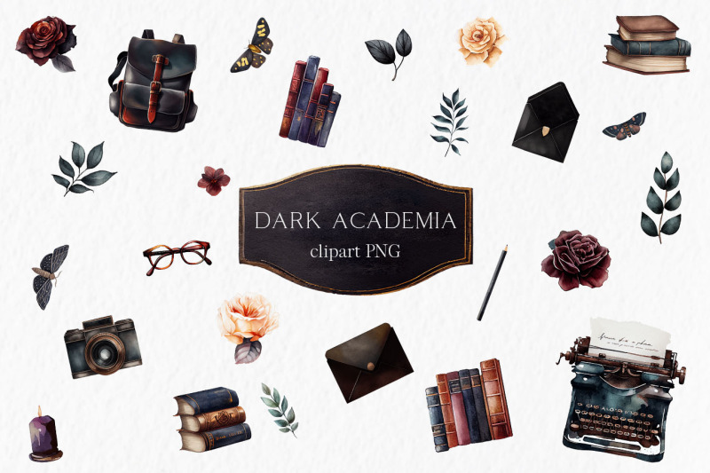 Dark Academia Watercolor Clipart Png By Mylittlemeow 