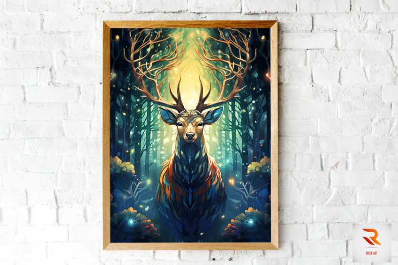 Majestic Beautiful Deer Fantasy Wall Art By Mulew Art | TheHungryJPEG