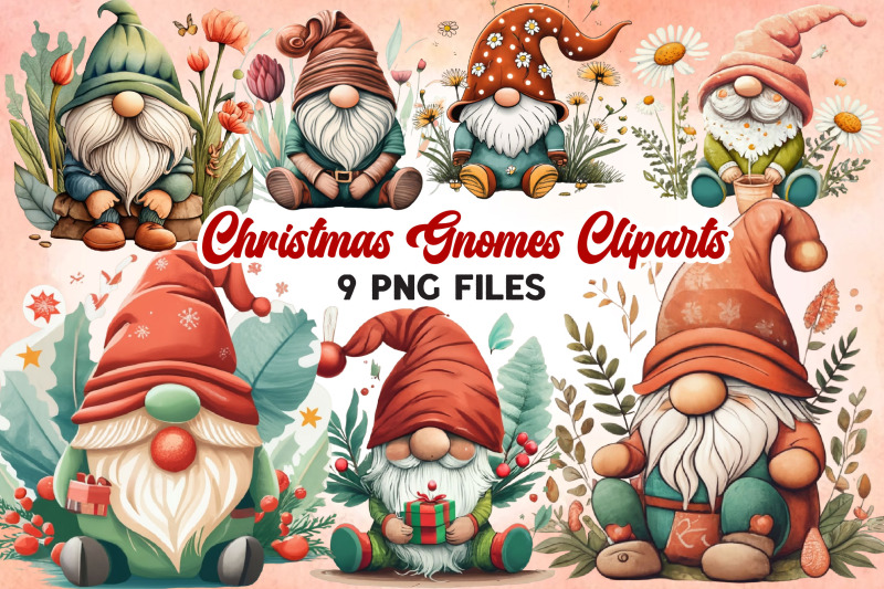 Christmas Gnomes Cliparts,PNG Christmas By pacific store | TheHungryJPEG