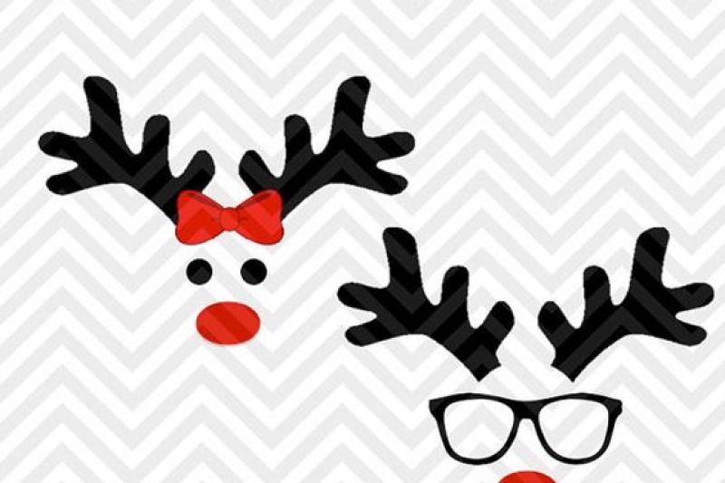 Download Reindeer Christmas Girl Boy Bow Glasses Cute Svg And Dxf Cut File Png Download File Cricut Silhouette By Kristin Amanda Designs Svg Cut Files Thehungryjpeg Com