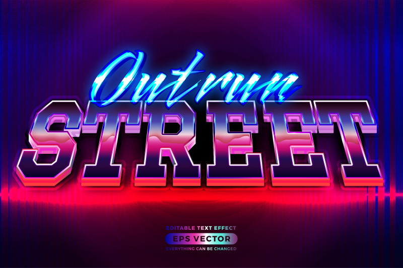 Retro text effect outrun street futuristic editable 80s classic style ...