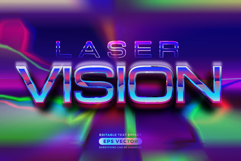 Retro text effect laser vision futuristic editable 80s classic style w ...