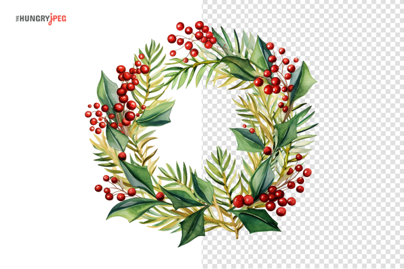 Christmas Wreath By PNG Graphics | TheHungryJPEG