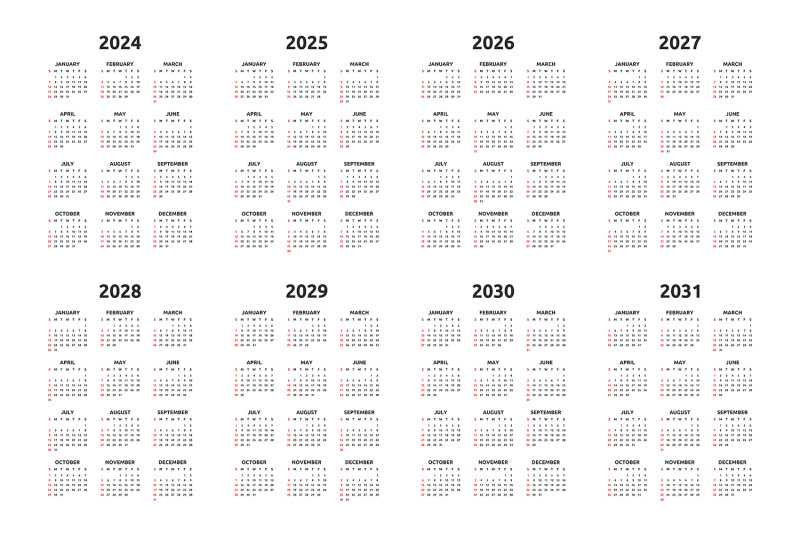 Calendar 2024, 2025 and 2031 By Volyk | TheHungryJPEG