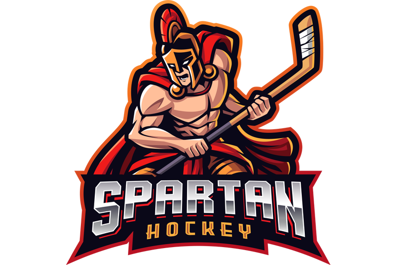 Spartan hockey esport mascot logo design By Visink | TheHungryJPEG