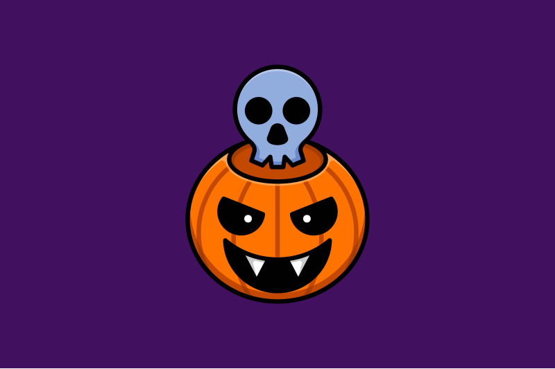 scary pumpkin skull vector template logo design By GraphicHouse ...