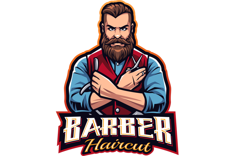 Barber Haircut Esport Mascot Logo Design By Visink 