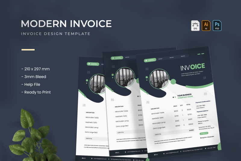 Modern Invoice By Vunira Thehungryjpeg