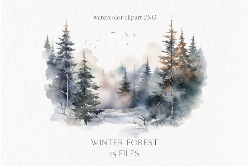 Watercolor forest clipart PNG By MyLittleMeow | TheHungryJPEG