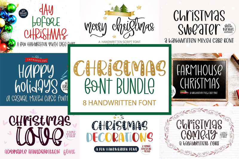 Christmas Handwritten Font Bundle By Rungnoistudio 