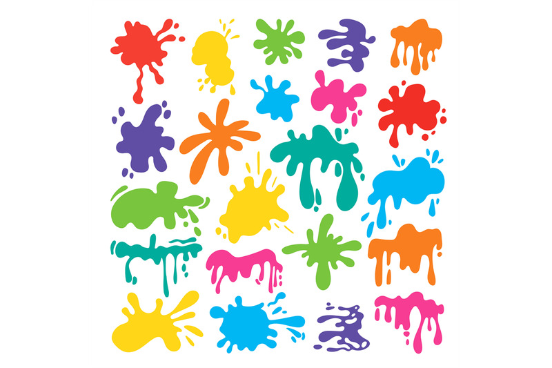 Paint splashes color blobs. Stain cartoon style, abstract isolated ink ...