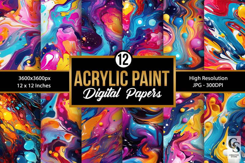 Acrylic Liquid Paint Seamless Patterns By CreativeStore | TheHungryJPEG