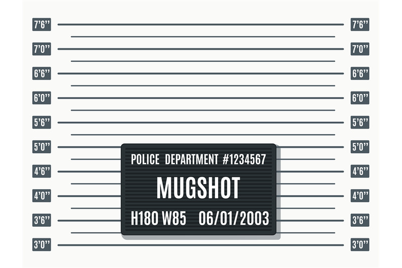 Mugshot photo template. Law enforcement, jail booking photography back ...