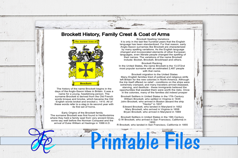 Brockett History, Family Crest & Coat of Arms By Family Creations ...