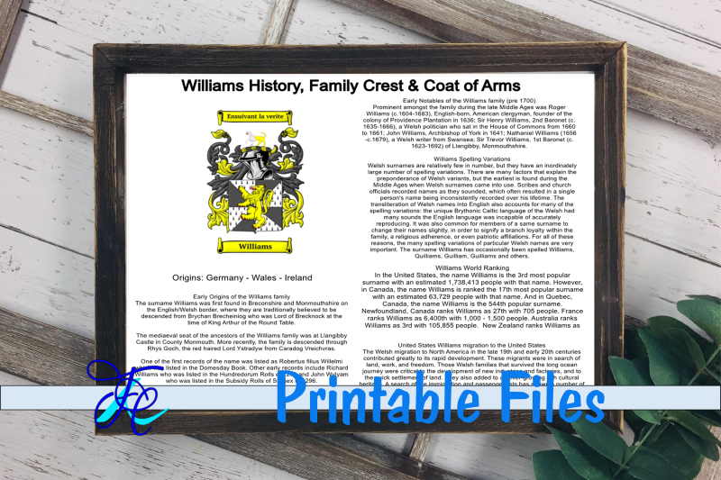 Williams History, Family Crest & Coat of Arms By Family Creations ...