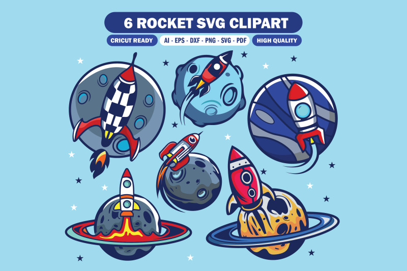 Set Of Rocket And Planet Svg Bundle By Guavanaboy Studio 