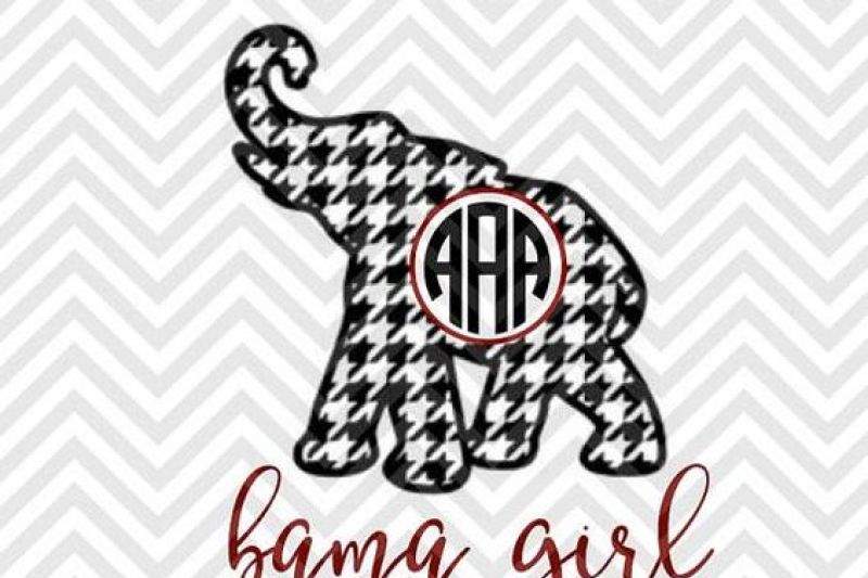 Bama Girl Houndstooth Monogram Elephant Roll Tide Alabama SVG and DXF