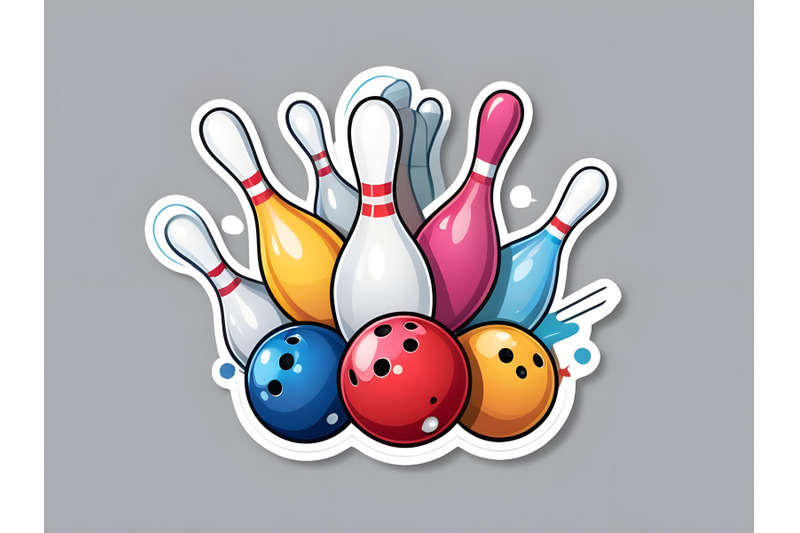 A bowling ball strike with falling pins By dianaxstoyanova | TheHungryJPEG