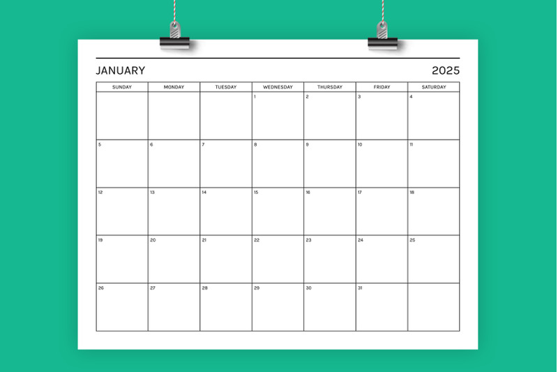 Calendar 2025 Template Indesign 